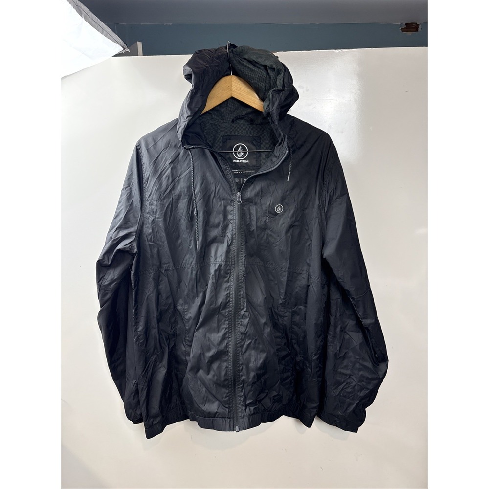 Volcom Water Resistant 600mm Rain Jacket Mens Large Black Full Zip Hooded